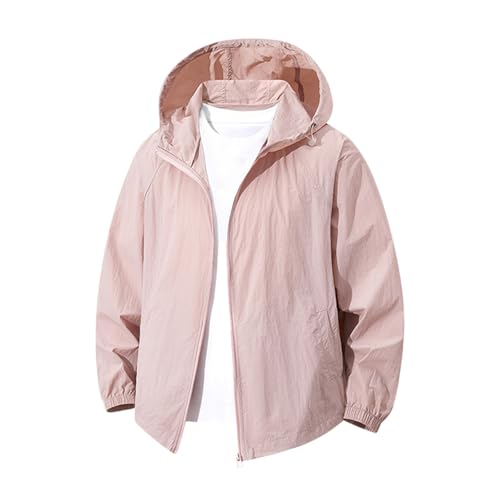 Generisch Chaqueta de protección solar para hombre UPF 50+ holgada, abrigo protector solar fino, unisex, de secado rápido, chaqueta para correr, monocolor, ligera, deportiva, informal, chaqueta