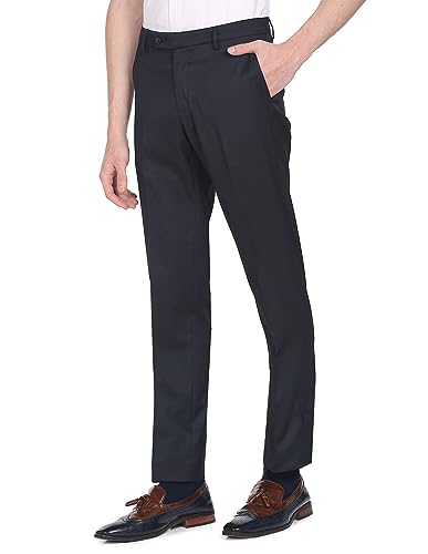 Image of Arrow Men Mid Rise Tailored Formal Trouser