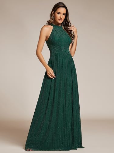 Ever-Pretty Women's Glitter Halter Sleeveless Formal Dresses Evening Gowns Pleated A-line Wedding Guest Dress 41961 - Image 5