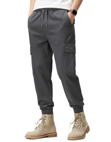 Image of Leriya Fashion Men's Cargo Pants | 6 Pocket Cotton Cargo Joggers for Men | Loose Fit Stylish Pant with Pockets | Casual Baggy Trousers & Streetwear Lower