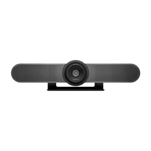 Logitech MEETUP Videokonferenz-Webcam, Ultra-HD 4K, 120° Blickfeld, Motorisierte Neigung, Integrierte Lautsprecher, Full Duplex & Advanced Beamforming Mikrofone, Für kleinere Meetingräume - Schwarz
