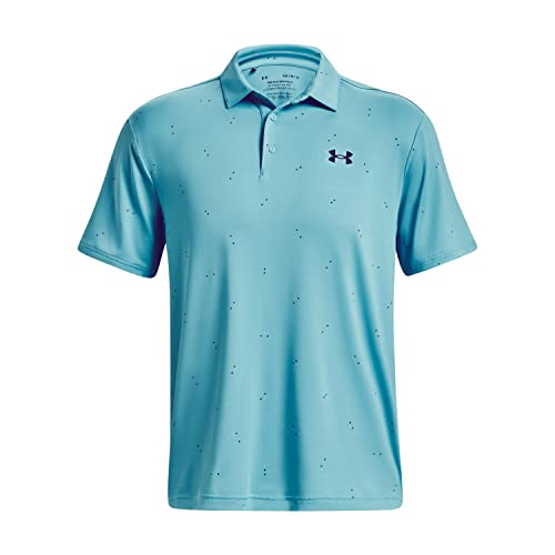 Image of Under Armour Men's UA Playoff 3.0 Printed Polo Apparel - Breathable and Stretchy, Glacier Bluestarfruit, S
