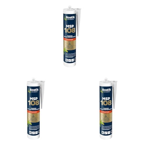 Bostik MSP 108 - Mastic de Fixation Hautes Performances - Formule MS Polymères - Intérieur/Extérieur - Maintien Immédiat - sans Solvant et sans Isocyanate - Couleur...