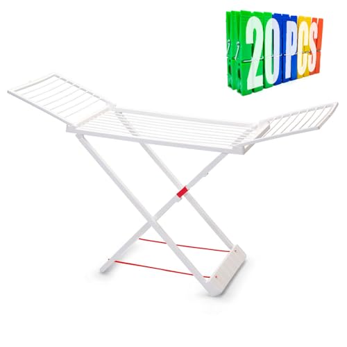 Acan Tradineur Étendoir à linge pliable 100 % résine 20 mètres d'espace de pose fabriqué en Espagne avec verrouillage de sécurité 180 x 108 x 55 cm avec...