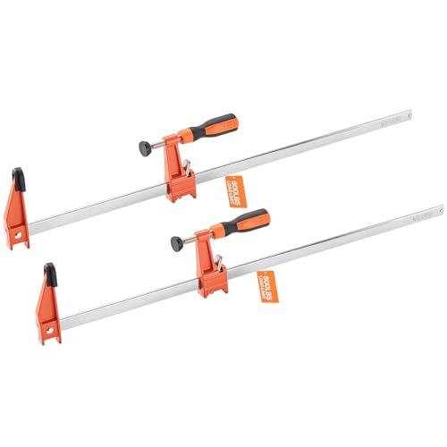 VEVOR Bar Clamps for Woodworking 2-Pack 24 inch Opening Lockable F-Clamp with 600 lbs Load Limit 2-1/2 inch Depth Cast Iron and Carbon Steel Easy to Use Wood Clamps for Woodworking Metal Working