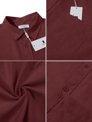 Image of JEKAOYI Mens Button Down Cotton Linen Shirts Casual Long Sleeve Beach Tops