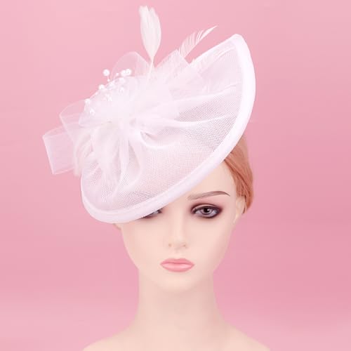 Image of DRESHOW Women Fascinator Hats Tea Party Hat Vintage Pillbox Hat Headband for Cocktail