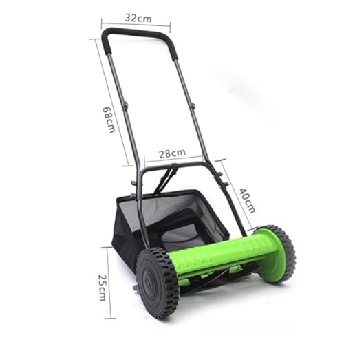 Cortacésped manual con altura ajustable y recogedor de césped, ideal para un mantenimiento eficiente del césped, patio y jardín
