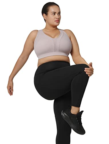 Image of Yvette Women High Impact Sports Bras Criss Cross Back Sexy Running Bra for Plus Size, Pastel Pink, 2XL(AC)
