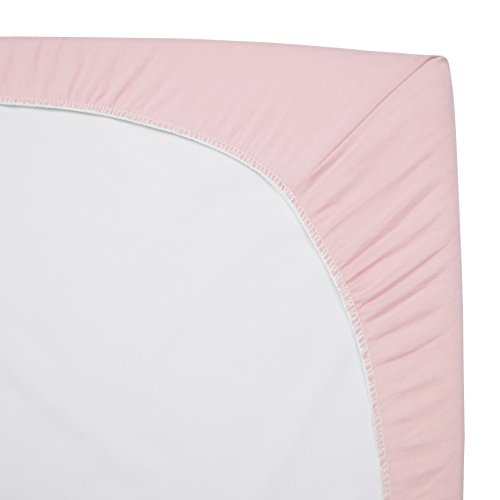 Image of American Baby Company 2 Pack 100% Natural Cotton Fitted Pack and Play Sheets 39 inch x 27 inch - Soft & Breathable Pack N Play Sheets for Playard & Mini Crib Mattress, Pink, for Boys & Girls