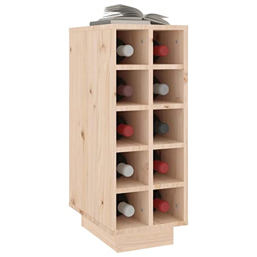 Homgoday Botellero para botellas de vino, soporte para botellas, apilable, para cocina, bar, comedor, 23 x 34 x 61 cm, madera maciza de pino - imagen 5