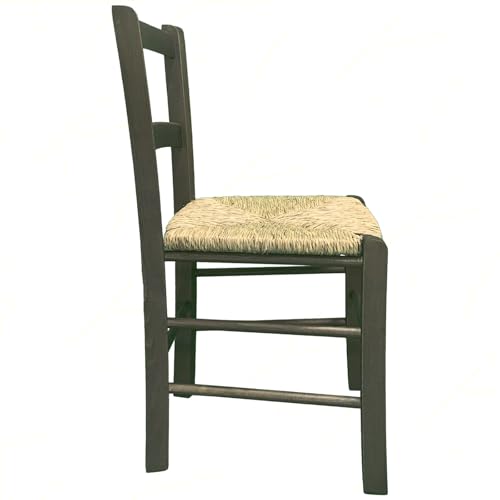 Miniatura 5 de Sicignano - Silla Mezzana De Madera, Asiento De Paja, Respaldo De 33 Cm, 3 Varillas, Color Nogal, 42,5 X 37 X 70 Cm De Altura, Peso 5 Kg Artesanal, Decoración Rústica, Restaurante Y Granja,