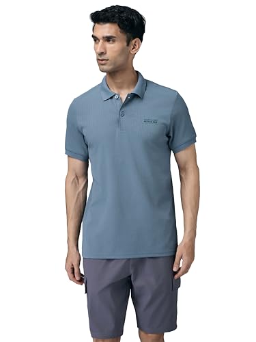Image of TECHNOSPORT Men's Slim Fit Striped Half Sleeve Active Out Matpiq Polo T-Shirt for Gym, Sports & Regular Use