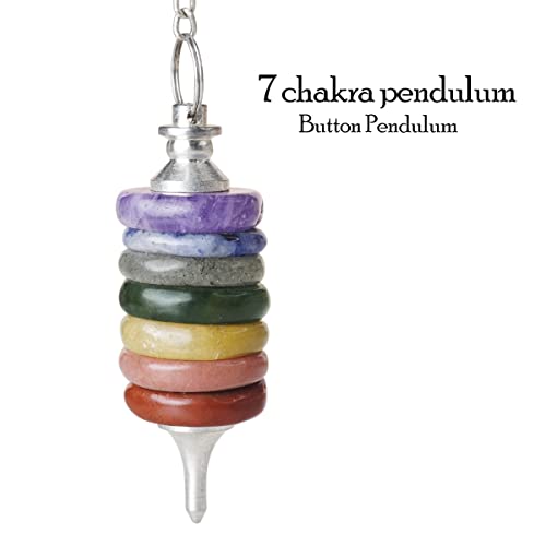 Image of Seven Chakra Crystal Pendulum for Dowsing Practices & Vastu Home Decor | Natural Gemstone Spiritual Tool | Healing Crystals for Reiki, Chakra Meditation | Feng Shui Vastu Decorative Crystal Pendulum