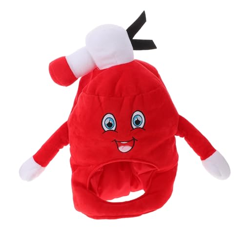 ifundom Fire Extinguisher Helmet Child Size Plush Firefighter Hat Halloween Party Accessory Polyester Safety Headwear