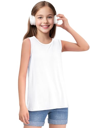 Image of KEREDA Girls Tank Tops Flowy Loose Fit Sleeveless Shirts Summer Tunic Tops