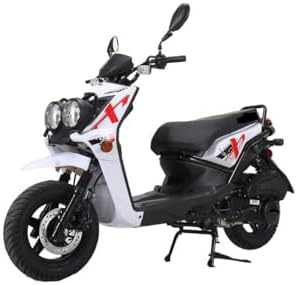 HHH Rocket 150 Moped Street Gas Scooter 150cc Scooter Motorcycle Automatic Strong Sports Adult Bike with 12 inch Aluminum Wheels (White)