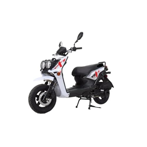 HHH Rocket 150 Moped Street Gas Scooter 150cc Scooter Motorcycle Automatic Strong Sports Adult Bike with 12 inch Aluminum Wheels (White)