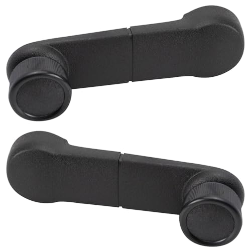 Image of TRQ Metal Reinforced Window Crank Handle Set Black Compatible with 1987-1996 Ford Bronco 1989-1990 II 2003-2008 E-150 2003-2005 Club Wagon 1992-2002 Econoline