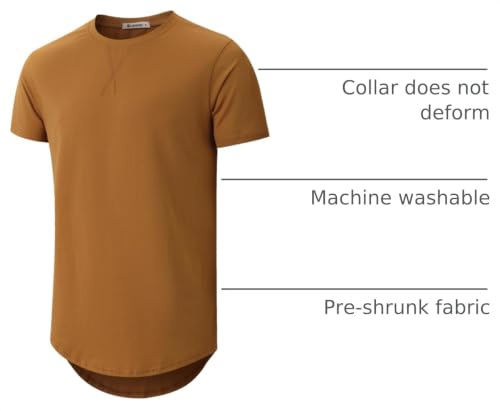 Image of KLIEGOU Men's 100% Cotton Longline T-Shirt, Pre-Shrunk Soft