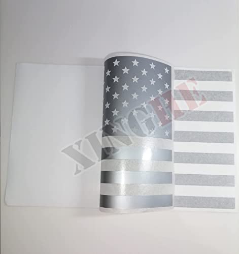 Image of Xinghe for Chevy Silverado GMC Sierra Chevrolet Colorado, Rear Middle Window American Flag Decals Stickers (Matte Silver, for 2004-2018 Sierra Silverado)