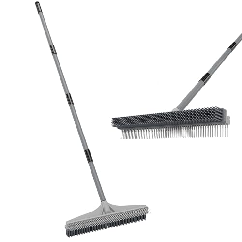 Walensee Carpet Rake for Pet Hair Removal, 2 in 1 Rug Rake to Fluff Carpet with Nylon Groomer Brush,...