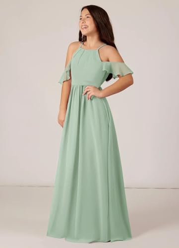 Halter A-Line Chiffon Junior Girls Bridesmaid Dresses for Wedding Princess Party Formal Gowns PY0293