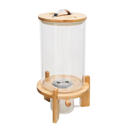 vinnyooc Dispensador de arroz de 7,5 L, recipiente para cereales, harina, cereales, recipiente para cereales, depósito de avena, depósito de almacenamiento con soporte de madera Airtight para cocina