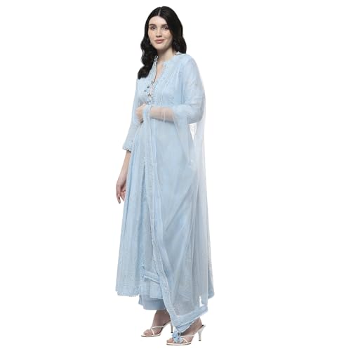 Image of BIBA Women Cotton Anarkali Printed Suit Set