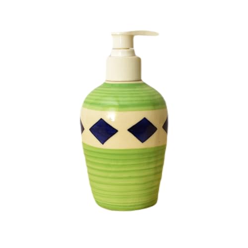 Image of Ceramic Liquid Soap Dispenser, 300 ml, Tan Green | Refillable Pump Bottle for Hand Wash, Lotion, Shampoo & Kitchen Use, 2 Pieces