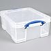 Really Useful Box 4 Pack 17L Plastic Storage Bins with Snap Lids and Clip Lock, Clear