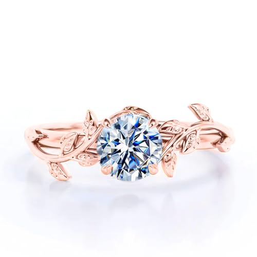 Moissanite Engagement Rings for Women 925 Sterling Silver 1/1.5/2/2.5/3 CT Round Cut D Color VVS Clarity Leaf Moissanite Diamond Bridal Ring Wedding Band for Her4