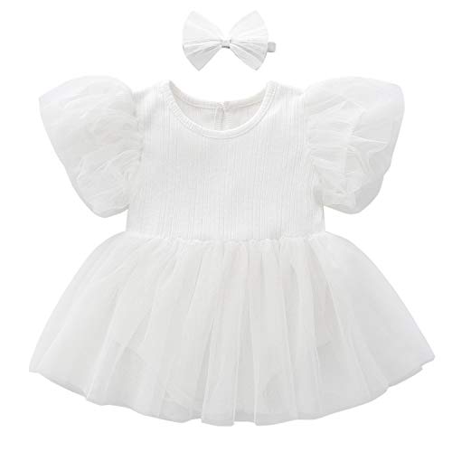 Curipeer Baby Girls Christening Dress Classic Infant Baptism Wedding Tulle Dress for Spring Summer 3-6M