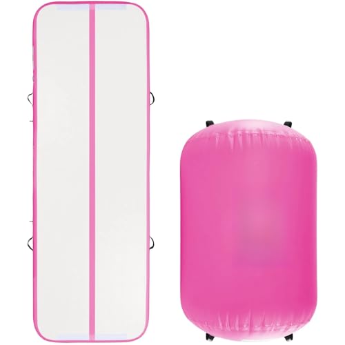 INXXCOROO Inflatable Gymnastics Air Mat Set, 2 PCS Tumbling Mat, Tumble Track with Electric Pump, Air Roller Barrel Gymnastics Equipment, Training Mats for Home Use/Gym/Yoga/Cheerleading/Beach/Park/Water