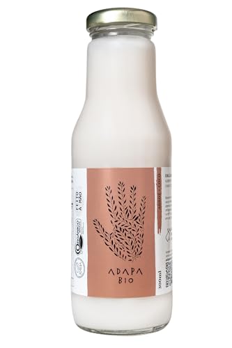 Adapa Bio Leite Vegetal Orgânico de Arroz com Coco, 300ml, Sem Conservantes, Garrafa de Vidro, Produzido no Brasil, Certificação Orgânica