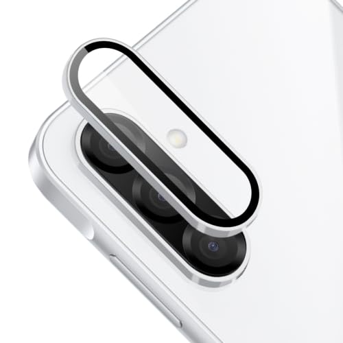 Image of FabeKee Tempered Glass Camera Lens Protector For Samsung Galaxy A36 / A56 5G 9H Hardness, Full Coverage Anti Scratch Camera Metal Ring Silver