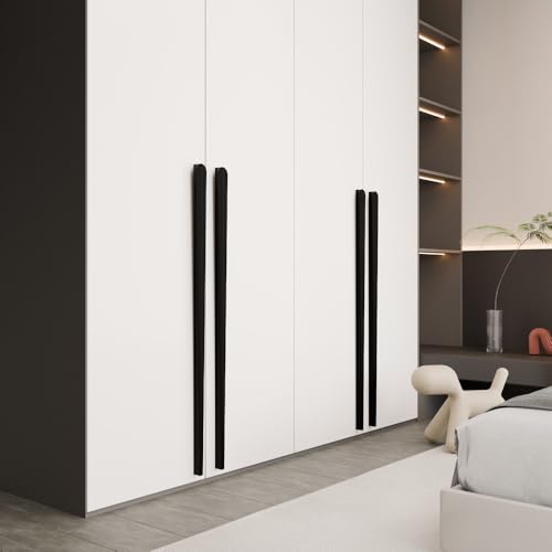 Image of LAPO 36 Inch Pull Handles for Drawer Units, Suitable for Cabinet & Wardrobes Doors, Smooth Hold Style, Rust Resistant Surface, Hole to Hole Size 90 cm, Quick Install Setup (Black, Pack of 3)