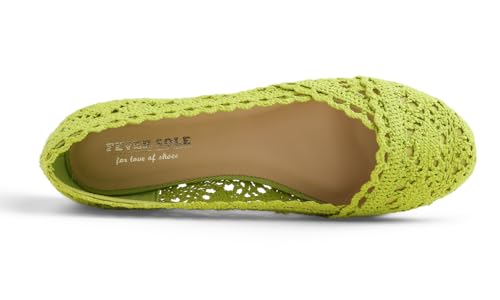 Image of FEVERSOLE Women's Comfort Breathable Knit Crochet Shoes Lace Ballet Flats