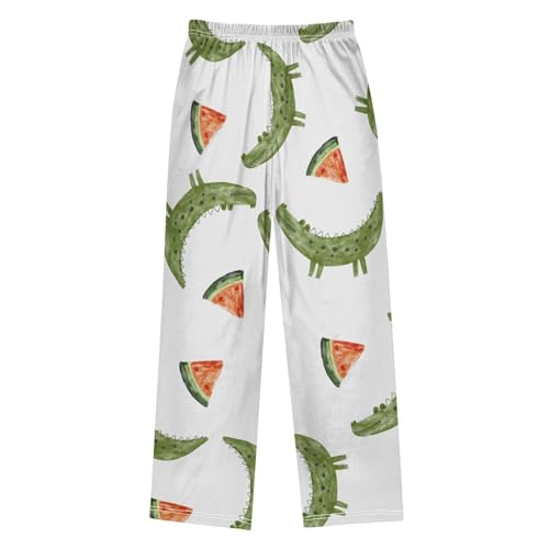 Green Alligator Boys Pants Boys Athletic Pants Long Pant for Boywith Pockets Wide-Leg Size 6-14Y2