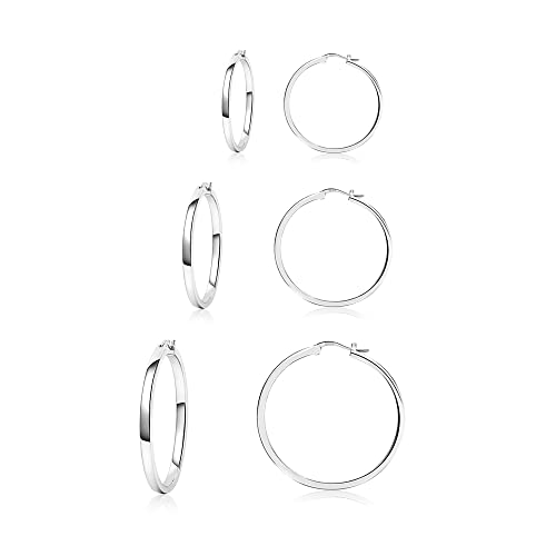 PABBEU Ohrringe Silber 925 Creolen, 3 Paar Ohrringe, 20mm, 30mm, 40mm,...