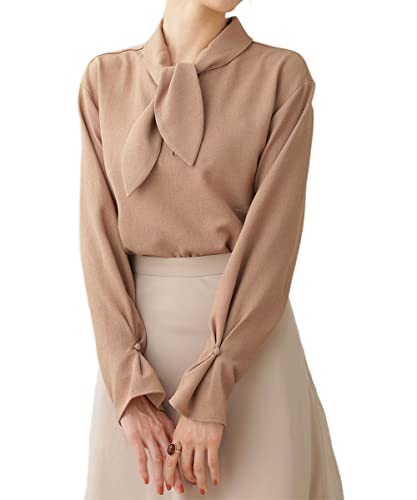 ナノ・ユニバース(nano・universe) ジョーゼットボウタイブラウス 長袖 36 ベージュ NANO universe