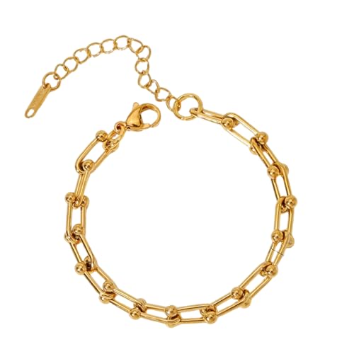 Elegante pulsera de acero inoxidable con cierre de herradura, 8 mm y 6,5 mm de...