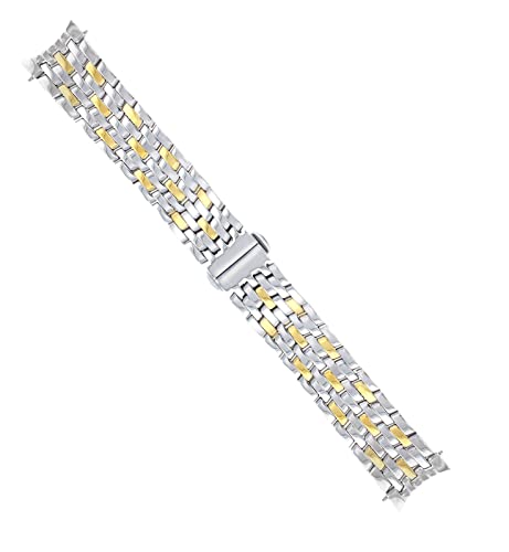 Ewatchparts 20MM WATCH BAND COMPATIBLE WITH MEN OMEGA SEAMASTER DE VILLE WATCH BRACELET GOLD/STEEL SOLID