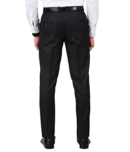 Image of Mc Henry Men's Wrinkle Free Stretchable Self Design Formal Regular Fit Trousers