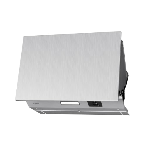 Klarstein Swift Square Campana Extractora, 60cm Campana Integrada con Motor Doble, 402 m³/h, Eficiencia Energética C, Control Táctil, Led 2W, Filtro de Carbón, Blanca