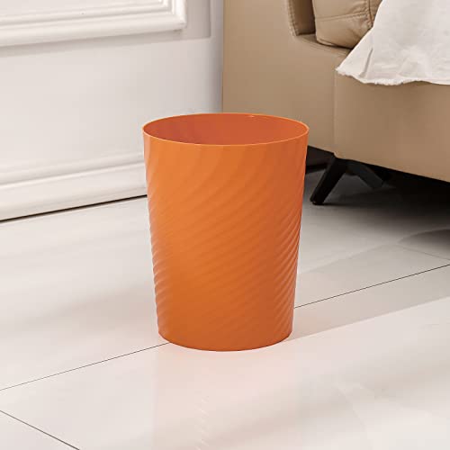 Image of UUJOLY Plastic Small Bathroom Trash Can Wastebasket Garbage Can, Orange | Sturdy-Easy to Clean, Bathroom, Laundry Room, Kitchen, Office, Kids Room, Dorm, Bedroom, 1.8 Gallon