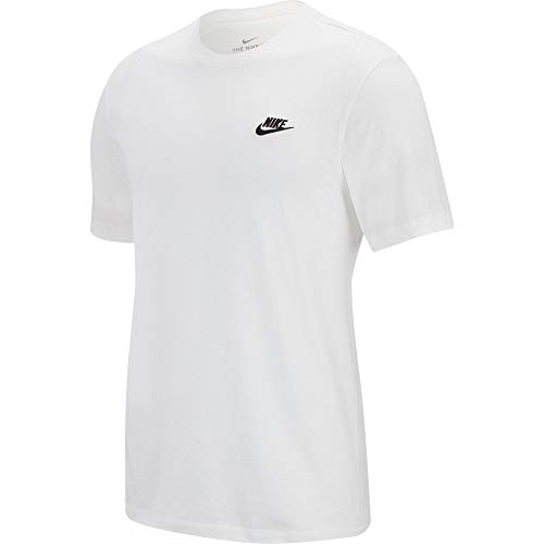 Men's Nike Sportswear Club T-Shirt, Nike Shirt for Men with Classic Fit, White/Black, M