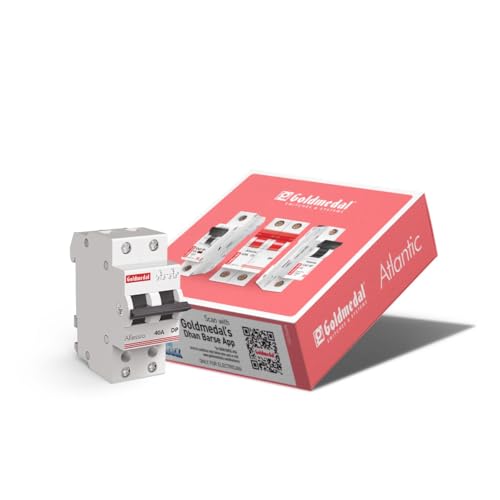 Image of Goldmedal Allessio 40A Dual Pole Changeover Switch MCB | Overload & Surge Protection | Suitable for Home & Office