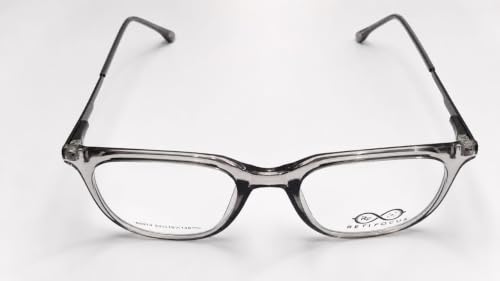 Image of Soft Square Optical Eyeglass Frame for Men & Women, Front with Metal Temples, Clear Demo Lenses, Lightweight Mixed Material Frame, Ribbed Temple Design for Prescription Lens Replacement