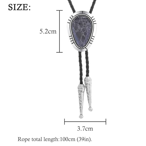 Image of HUABOLA CALYN Bolo Tie for Men Women, Native American Rodeo Cowboy Turquoise /Scorpion /Tiger Eye /Black Agate Leather Necktie